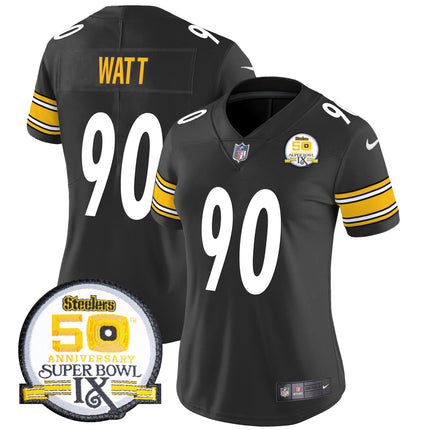 Women's Steelers 50th Anniversary Of Super Bowl IX Patch Vapor Limited Jersey - All Stitched