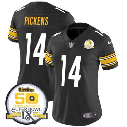 Women's Steelers 50th Anniversary Of Super Bowl IX Patch Vapor Limited Jersey - All Stitched