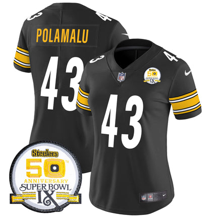 Women's Steelers 50th Anniversary Of Super Bowl IX Patch Vapor Limited Jersey - All Stitched