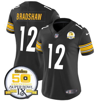 Women's Steelers 50th Anniversary Of Super Bowl IX Patch Vapor Limited Jersey - All Stitched