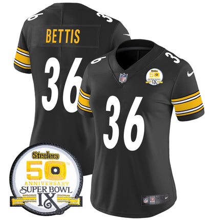 Women's Steelers 50th Anniversary Of Super Bowl IX Patch Vapor Limited Jersey - All Stitched