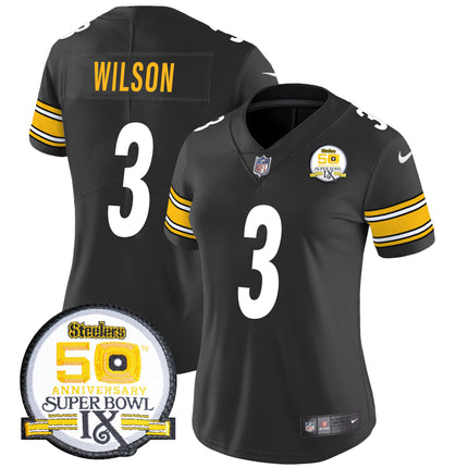 Women's Steelers 50th Anniversary Of Super Bowl IX Patch Vapor Limited Jersey - All Stitched