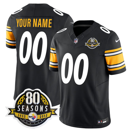 Steelers 80th Anniversary Patch Vapor Limited Custom Jersey - All Stitched