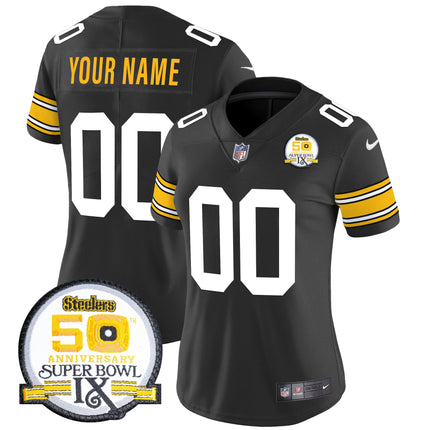 Steelers 50th Anniversary Of Super Bowl IX Patch Vapor Limited Custom Jersey - All Stitched