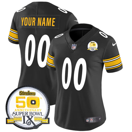 Steelers 50th Anniversary Of Super Bowl IX Patch Vapor Limited Custom Jersey - All Stitched