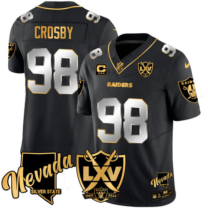Men's Raiders 2024 Vapor Limited Gold Jersey - 65th Anniversary - All Stitched