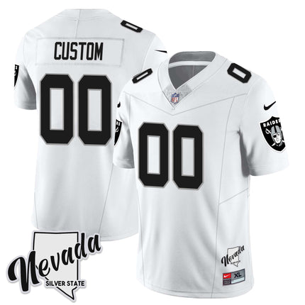 Custom Las Vegas Raiders 2023 Nevada Sliver State Patch Jersey - All Stitched