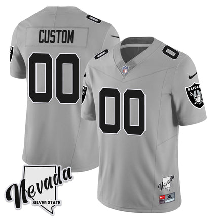 Custom Las Vegas Raiders 2023 Nevada Sliver State Patch Jersey - All Stitched