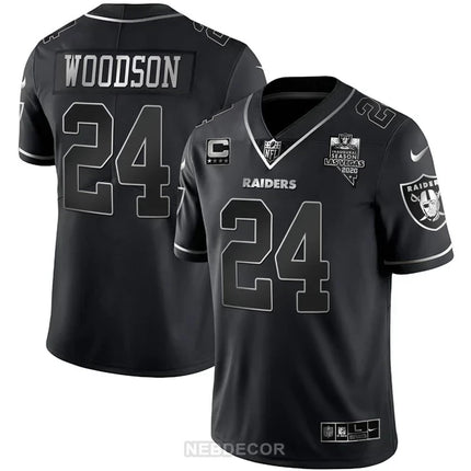 MEN'S LAS VEGAS RAIDERS INAUGURAL SEASON PATCH BLACK SILVER JERSEY - ALL STITCHED