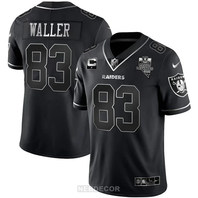 MEN'S LAS VEGAS RAIDERS INAUGURAL SEASON PATCH BLACK SILVER JERSEY - ALL STITCHED