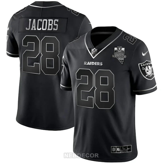 MEN'S LAS VEGAS RAIDERS INAUGURAL SEASON PATCH BLACK SILVER JERSEY - ALL STITCHED