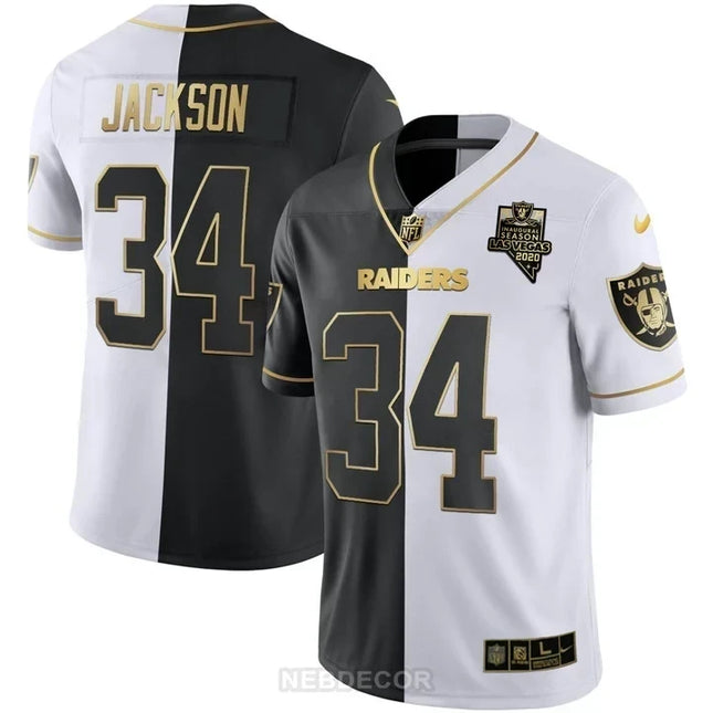 MEN'S LAS VEGAS RAIDERS INAUGURAL SEASON PATCH BLACK SILVER JERSEY - ALL STITCHED