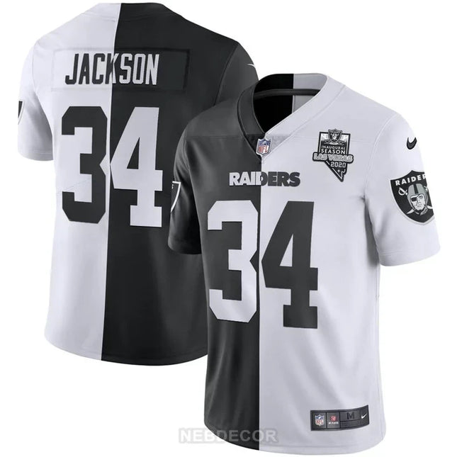 MEN'S LAS VEGAS RAIDERS INAUGURAL SEASON PATCH BLACK SILVER JERSEY - ALL STITCHED