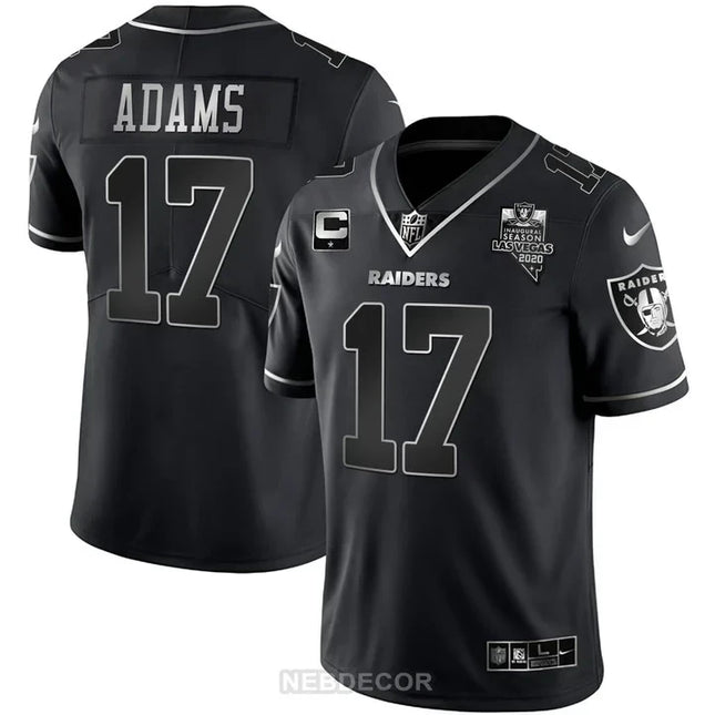 MEN'S LAS VEGAS RAIDERS INAUGURAL SEASON PATCH BLACK SILVER JERSEY - ALL STITCHED