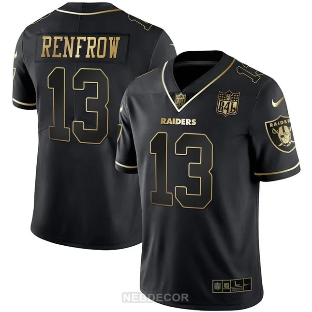 MEN'S LAS VEGAS RAIDERS RAIDER4LIFE PATCH WHITE GOLD AND BLACK GOLD JERSEY - ALL STITCHED