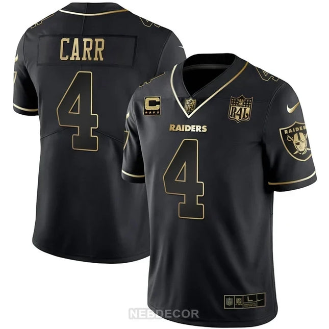 MEN'S LAS VEGAS RAIDERS RAIDER4LIFE PATCH WHITE GOLD AND BLACK GOLD JERSEY - ALL STITCHED