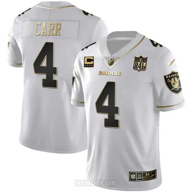 MEN'S LAS VEGAS RAIDERS RAIDER4LIFE PATCH WHITE GOLD AND BLACK GOLD JERSEY - ALL STITCHED
