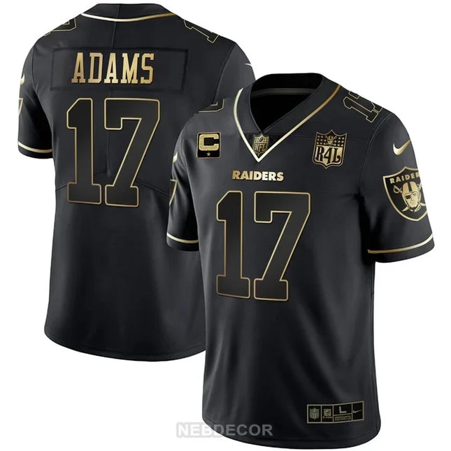 MEN'S LAS VEGAS RAIDERS RAIDER4LIFE PATCH WHITE GOLD AND BLACK GOLD JERSEY - ALL STITCHED