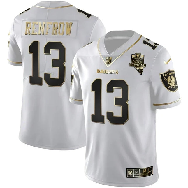 MEN'S LAS VEGAS RAIDERS INAUGURAL SEASON PATCH WHITE GOLD JERSEY - ALL STITCHED