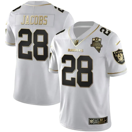 MEN'S LAS VEGAS RAIDERS INAUGURAL SEASON PATCH WHITE GOLD JERSEY - ALL STITCHED