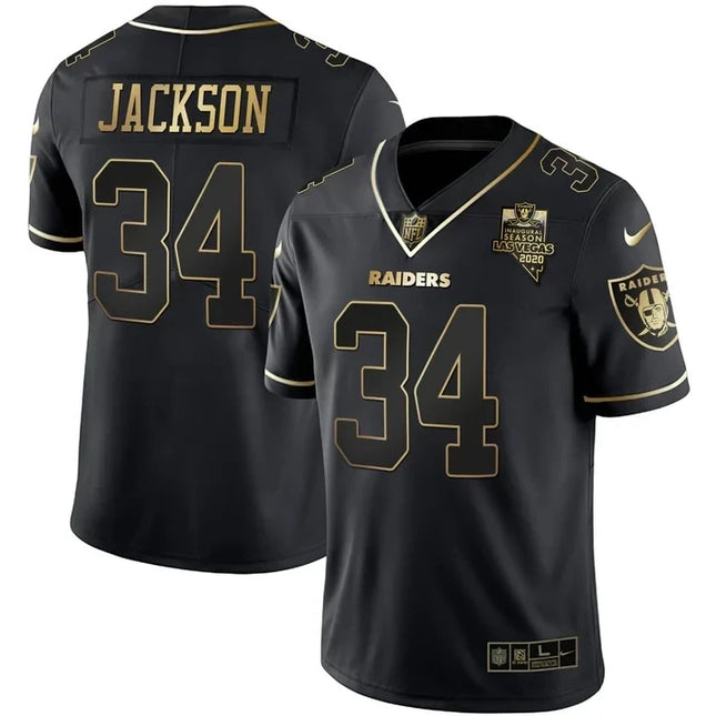 MEN'S LAS VEGAS RAIDERS INAUGURAL SEASON PATCH WHITE GOLD JERSEY - ALL STITCHED