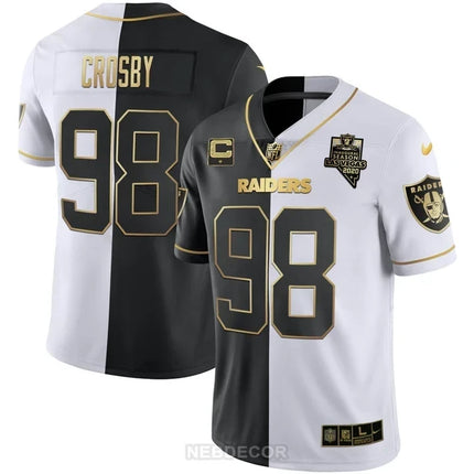 MEN'S LAS VEGAS RAIDERS INAUGURAL SEASON PATCH WHITE GOLD JERSEY - ALL STITCHED