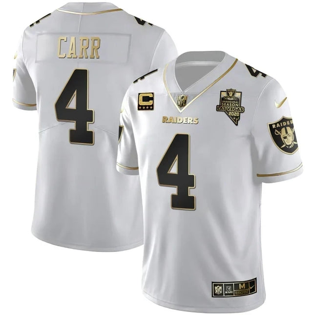 MEN'S LAS VEGAS RAIDERS INAUGURAL SEASON PATCH WHITE GOLD JERSEY - ALL STITCHED