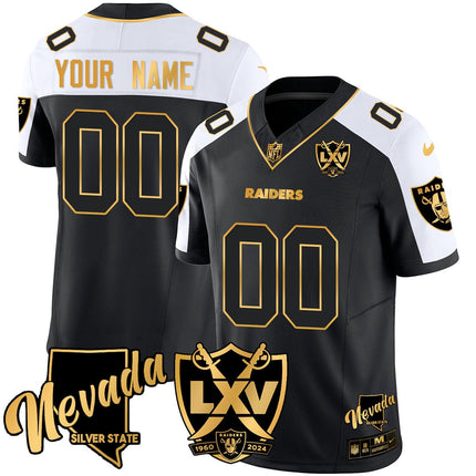 Custom Name/Gender Raiders 2024 Vapor Limited Gold Jersey - 65th Anniversary - All Stitched