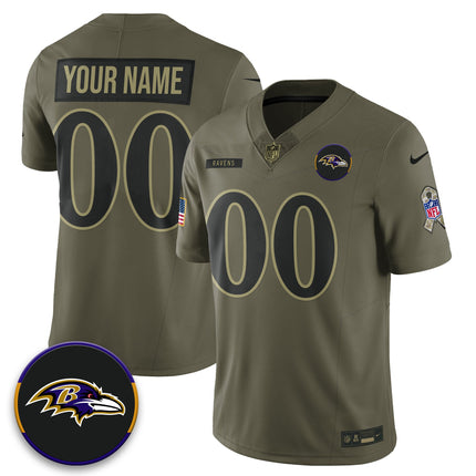 Baltimore Ravens 2025 Salute to Service Limited Custom Jersey - All Stitched