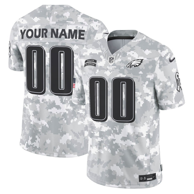 Arctic Camo Philadelphia Eagles 2024 Salute to Service Custom Jersey - All Stitched