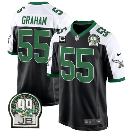 Men's Eagles Jerome Brown Patch Kelly Green Alternate Game Jersey - All Stitched