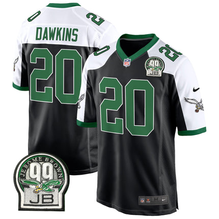 Men's Eagles Jerome Brown Patch Kelly Green Alternate Game Jersey - All Stitched