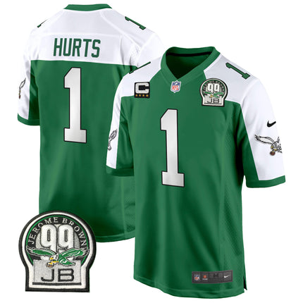 Men's Eagles Jerome Brown Patch Kelly Green Alternate Game Jersey - All Stitched