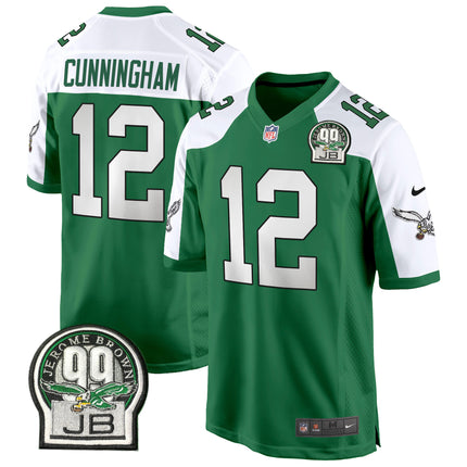 Men's Eagles Jerome Brown Patch Kelly Green Alternate Game Jersey - All Stitched