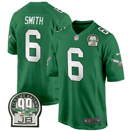Men's Eagles Jerome Brown Patch Kelly Green Alternate Game Jersey - All Stitched