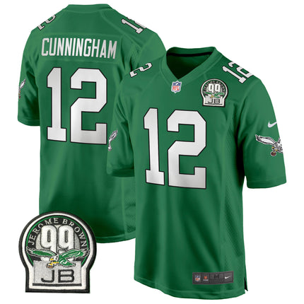 Men's Eagles Jerome Brown Patch Kelly Green Alternate Game Jersey - All Stitched