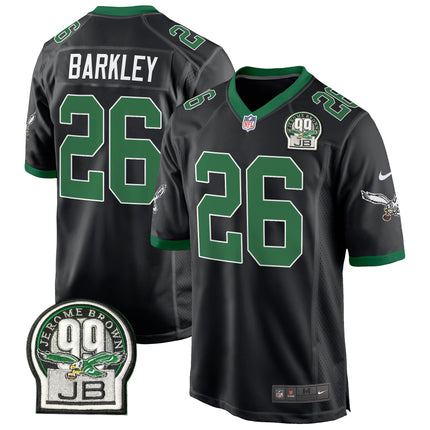 Men's Eagles Jerome Brown Patch Kelly Green Alternate Game Jersey - All Stitched
