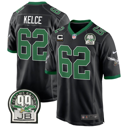 Men's Eagles Jerome Brown Patch Kelly Green Alternate Game Jersey - All Stitched