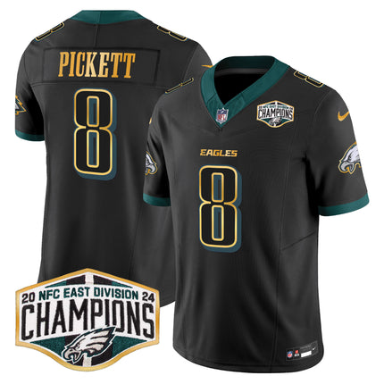 Men's Eagles 2024 NFC East Division Champions Gold Trim Vapor Limited Jersey - All Stitched