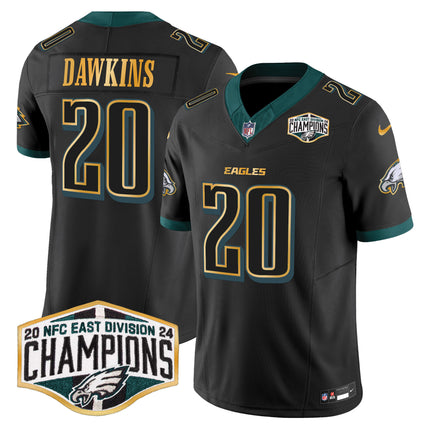 Men's Eagles 2024 NFC East Division Champions Gold Trim Vapor Limited Jersey - All Stitched