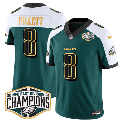 Men's Eagles 2024 NFC East Division Champions Gold Trim Vapor Limited Jersey - All Stitched
