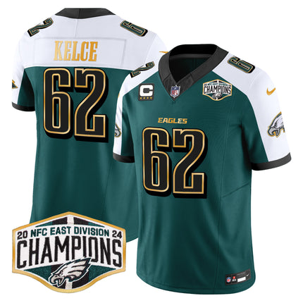 Men's Eagles 2024 NFC East Division Champions Gold Trim Vapor Limited Jersey - All Stitched