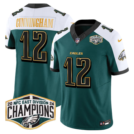 Men's Eagles 2024 NFC East Division Champions Gold Trim Vapor Limited Jersey - All Stitched