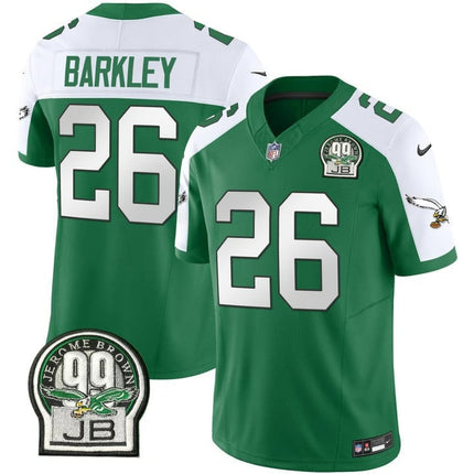 Men's Eagles Jerome Brown Patch Kelly Green Alternate Jersey V2 - All Stitched