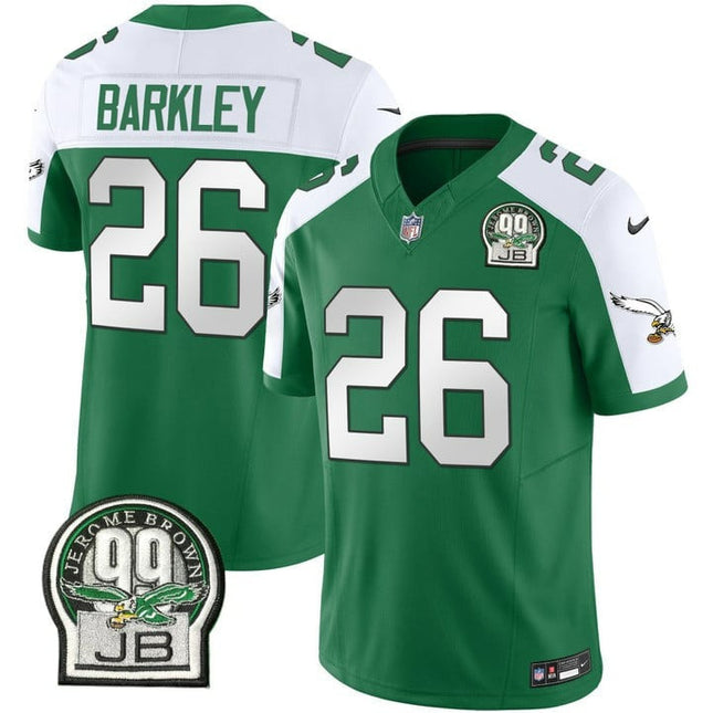 Men's Eagles Jerome Brown Patch Kelly Green Alternate Jersey V2 - All Stitched