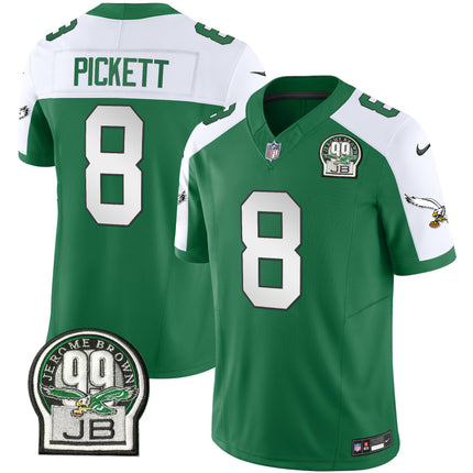 Men's Eagles Jerome Brown Patch Kelly Green Alternate Jersey V2 - All Stitched