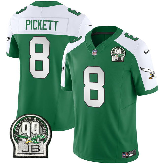 Men's Eagles Jerome Brown Patch Kelly Green Alternate Jersey V2 - All Stitched