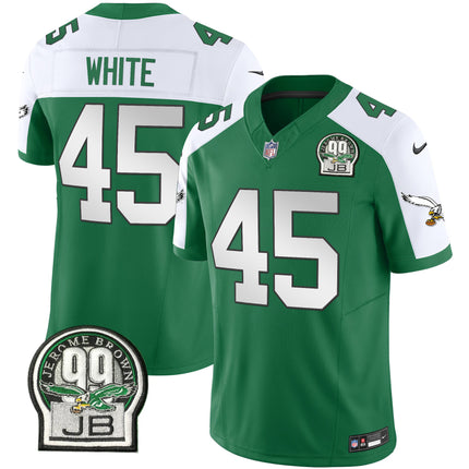 Men's Eagles Jerome Brown Patch Kelly Green Alternate Jersey V2 - All Stitched