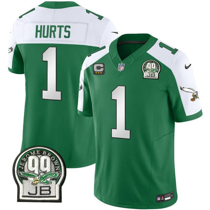 Men's Eagles Jerome Brown Patch Kelly Green Alternate Jersey V2 - All Stitched