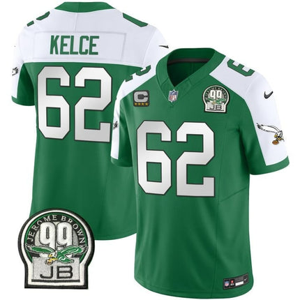 Men's Eagles Jerome Brown Patch Kelly Green Alternate Jersey V2 - All Stitched